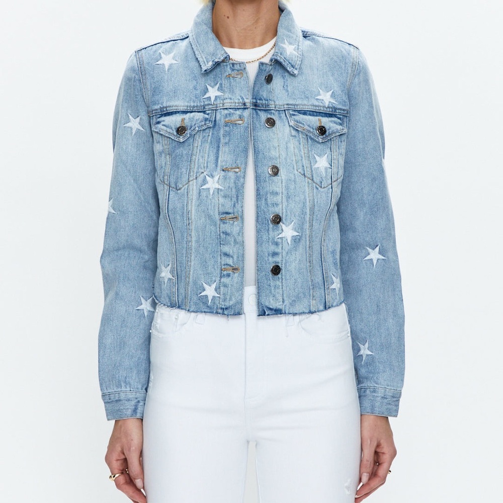 PISTOLA STAR EMBROIDERY DENIM JACKET - XS